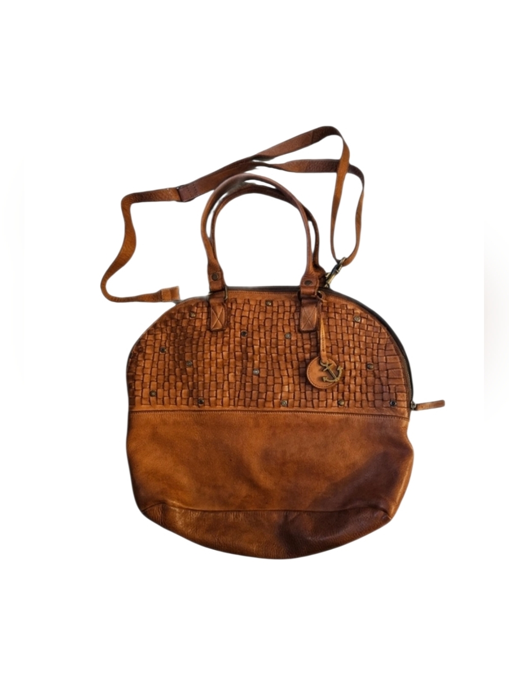 Harbour 2nd Leather Woven Tote with Anchor Charm